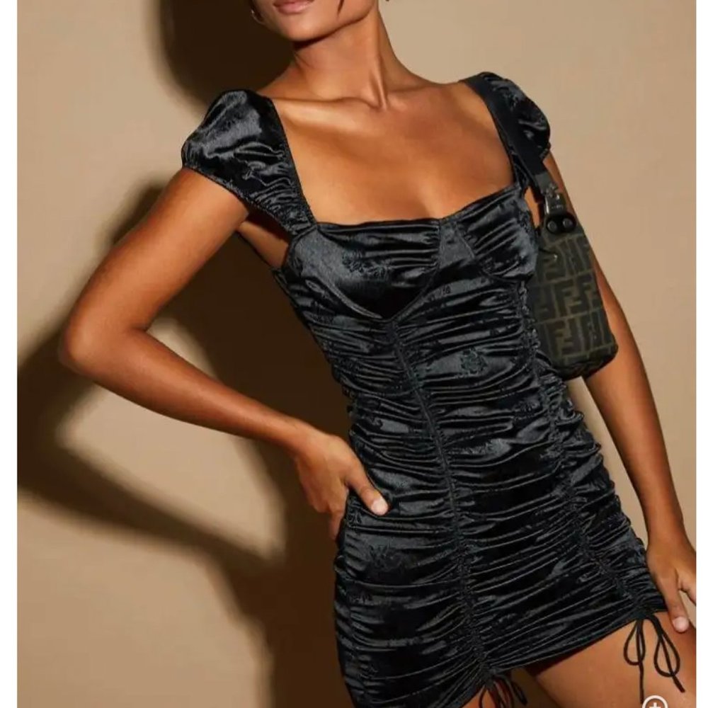 Motel Rocks Black Rose Dress